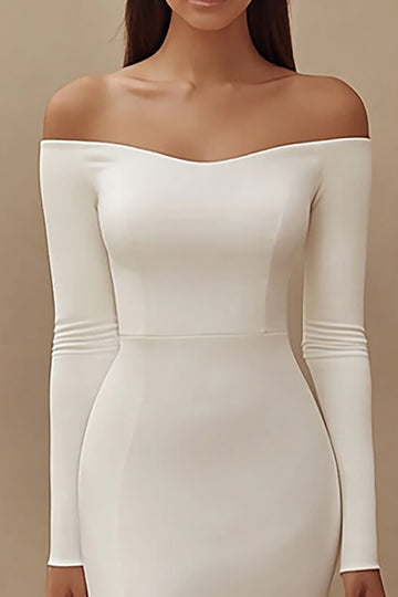 Mermaid Long Sleeve Off The Shoulder Ivory Engagement Dress